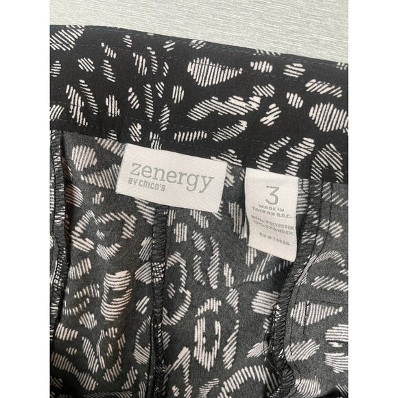 Chicos Zenergy Size 3 Black Patterned Polyester/Spandex Capri Pants - Picture 6 of 16